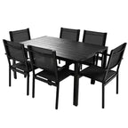CLIHOME 7 Pieces Steel Outdoor Table and Chair Set, Patio Dining Sets for Patio, Balcony, Backyard