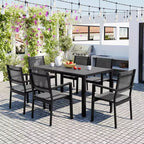 CLIHOME 7 Pieces Steel Outdoor Table and Chair Set, Patio Dining Sets for Patio, Balcony, Backyard