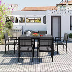 CLIHOME 7 Pieces Steel Outdoor Table and Chair Set, Patio Dining Sets for Patio, Balcony, Backyard