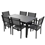 CLIHOME 7 Pieces Steel Outdoor Table and Chair Set, Patio Dining Sets for Patio, Balcony, Backyard