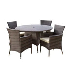 GDFStudio Carysfort Outdoor Wicker 5 Piece Dining Set with Water-Resistant Cushion