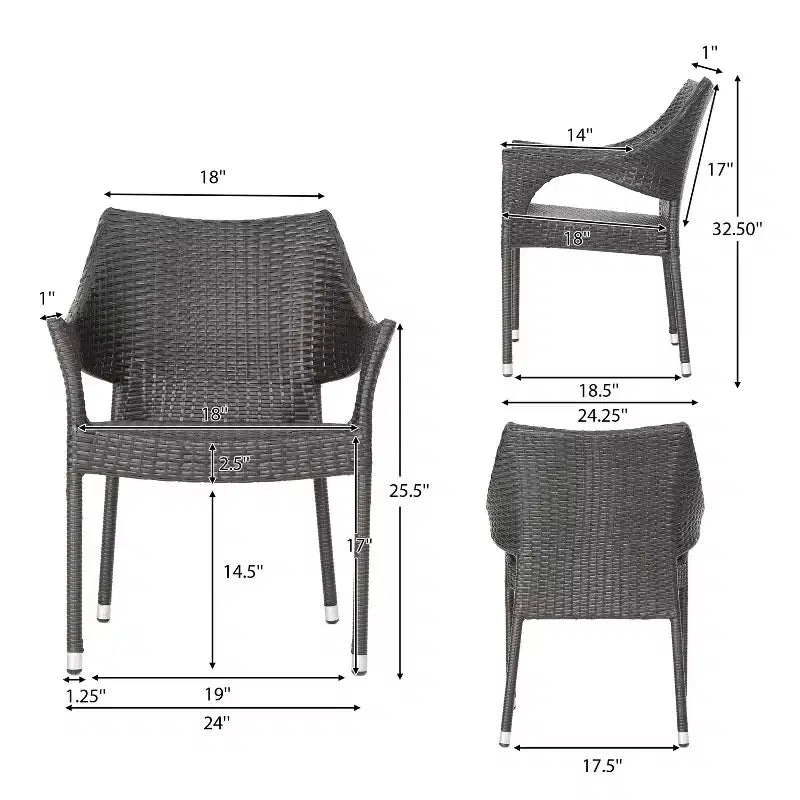 GDFStudio Blythe Outdoor Wicker and Tempered Glass 5 Piece Dining Set