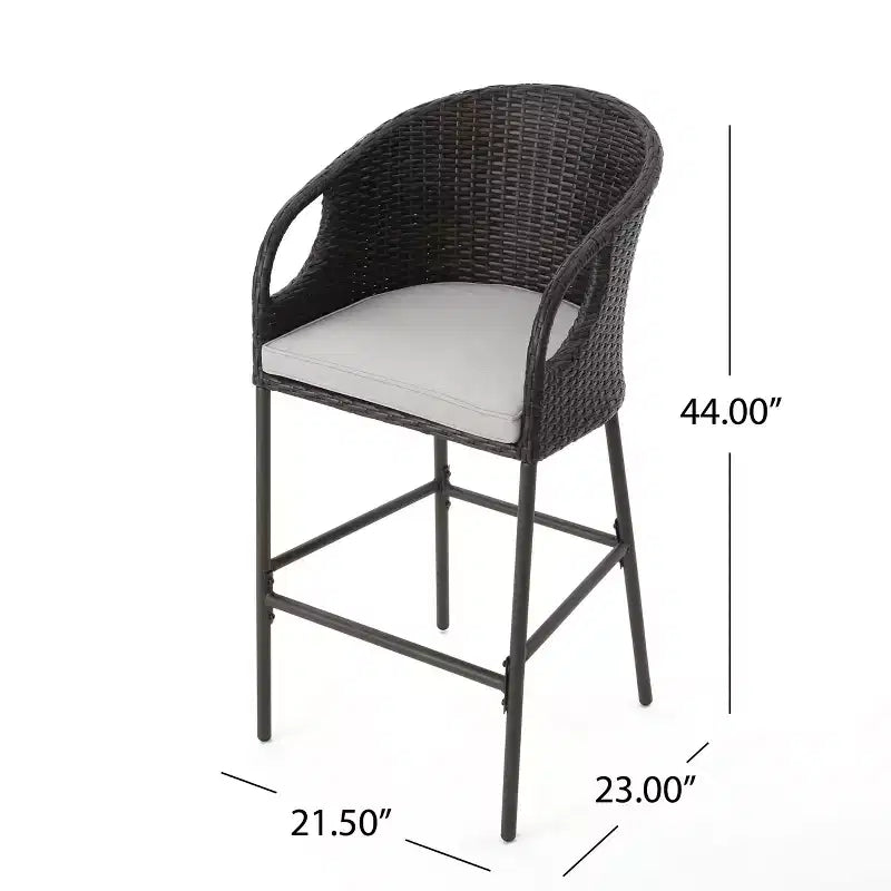 GDFStudio Markey Outdoor Wicker 3 Piece Bistro Bar Set with Cushion