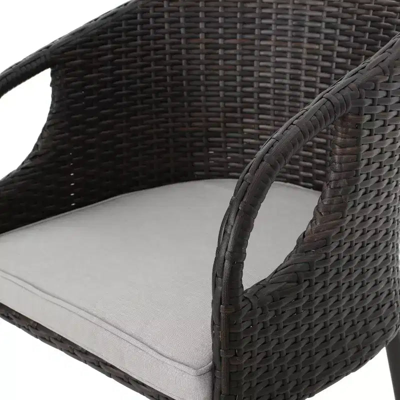 GDFStudio Markey Outdoor Wicker 3 Piece Bistro Bar Set with Cushion