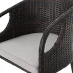 GDFStudio Markey Outdoor Wicker 3 Piece Bistro Bar Set with Cushion