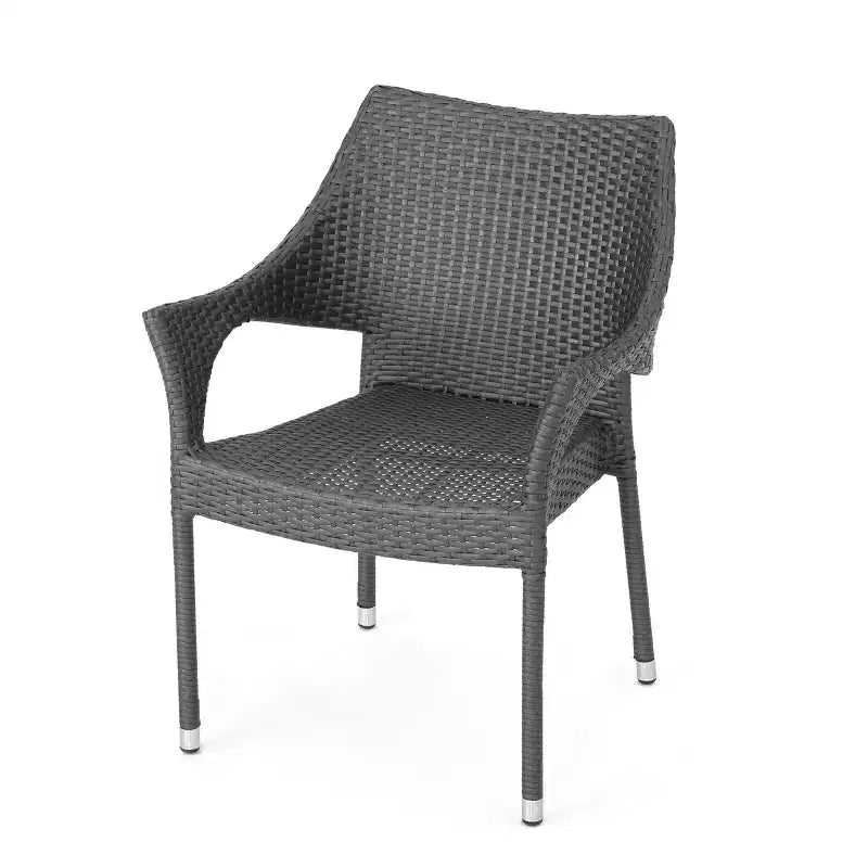 Christopher Knight Home Nelly 6 Piece Outdoor Acacia Wood Dining Set with Stackable Wicker Chairs and Bench