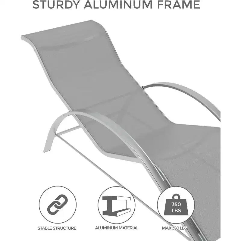 Patio Chaise Lounge Set of 3, Outdoor Pool/Beach Sunbathing Lawn Lounger with Arm & Side Table, for Poolside, Backyard