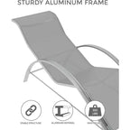 Patio Chaise Lounge Set of 3, Outdoor Pool/Beach Sunbathing Lawn Lounger with Arm & Side Table, for Poolside, Backyard