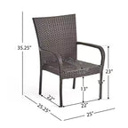 GDFStudio Slate 7 Piece Outdoor Wicker Dining Set with Stacking Chairs