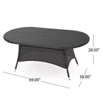 GDFStudio Slate 7 Piece Outdoor Wicker Dining Set with Stacking Chairs