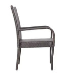 GDFStudio Slate 7 Piece Outdoor Wicker Dining Set with Stacking Chairs