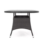 GDFStudio Slate 7 Piece Outdoor Wicker Dining Set with Stacking Chairs