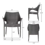 GDFStudio Ronnie Outdoor Wicker and Iron 5 Piece Dining Set