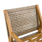 NAYSAYE Patio Dining Sets Outdoor Acacia Wood Table with Wicker Chairs and Cushions for Garden Patio Deck, Teak, 23.5*21.25*32