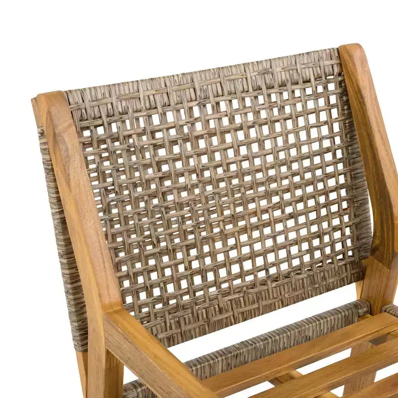 NAYSAYE Patio Dining Sets Outdoor Acacia Wood Wicker Dining Chairs with Cushions for Garden Patio, Brown and Teak, 23.5*21.25*32