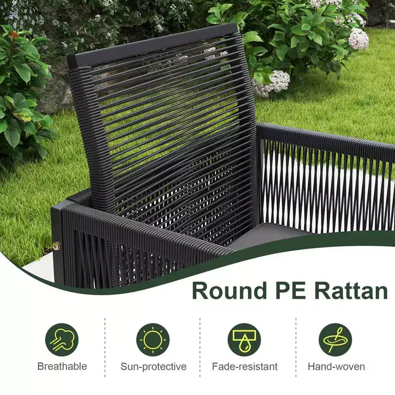 Costway 9 PCS Patio Dining Set with PE Rattan Chairs Tempered Glass Table and Ottomans