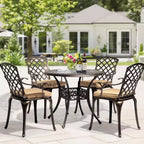 VINGLI 5-Piece Outdoor Patio Dining Set, Cast Aluminum All-Weather Outdoor Table and Chairs w/Cushion, outdoor patio dining sets
