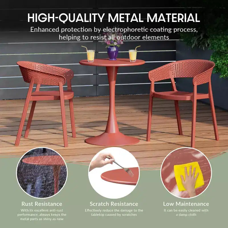WestinTrends Playa 5-Piece Indoor Outdoor Metal Patio Dining Table Set With Stackable Plastic Patio Arm Chairs