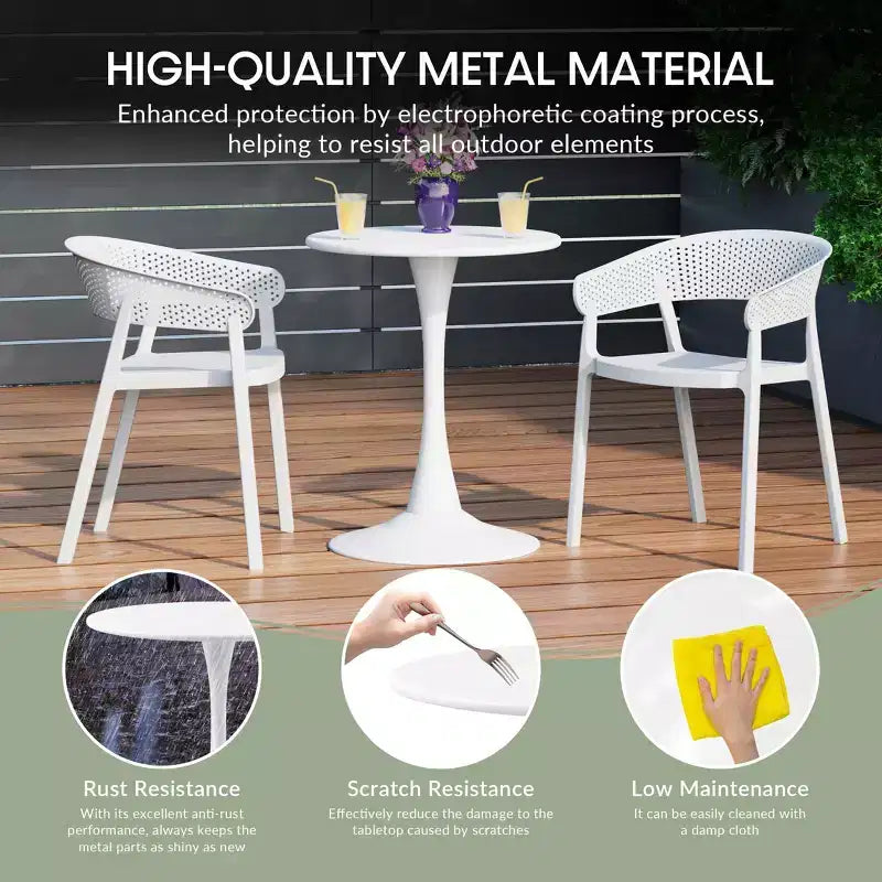 WestinTrends Playa 5-Piece Indoor Outdoor Metal Patio Dining Table Set With Stackable Plastic Patio Arm Chairs