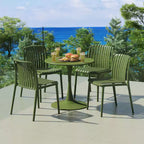 WestinTrends Playa 5-Piece Outdoor Metal Dining Table Set And Stackable Resin Patio Chairs