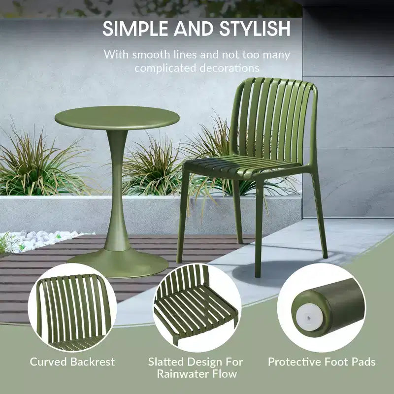 WestinTrends Playa 5-Piece Outdoor Metal Dining Table Set And Stackable Resin Patio Chairs