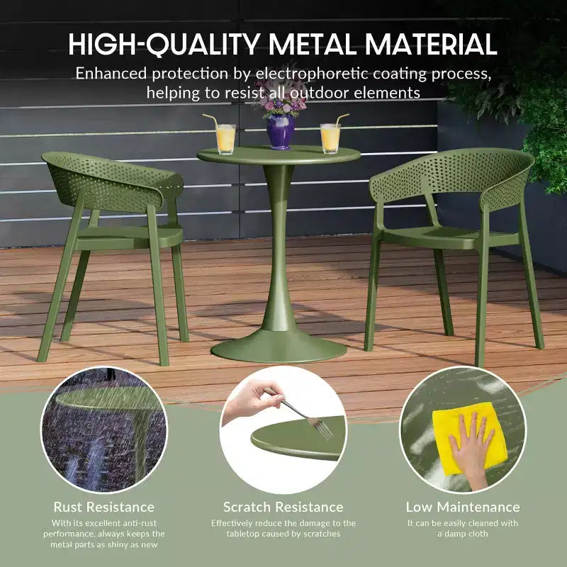 WestinTrends Playa 5-Piece Outdoor Metal Dining Table Set And Stackable Resin Patio Chairs