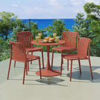 WestinTrends Playa 5-Piece Outdoor Metal Dining Table Set And Stackable Resin Patio Chairs