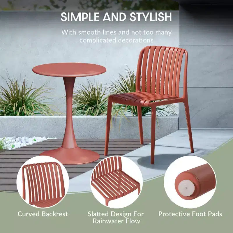 WestinTrends Playa 5-Piece Outdoor Metal Dining Table Set And Stackable Resin Patio Chairs