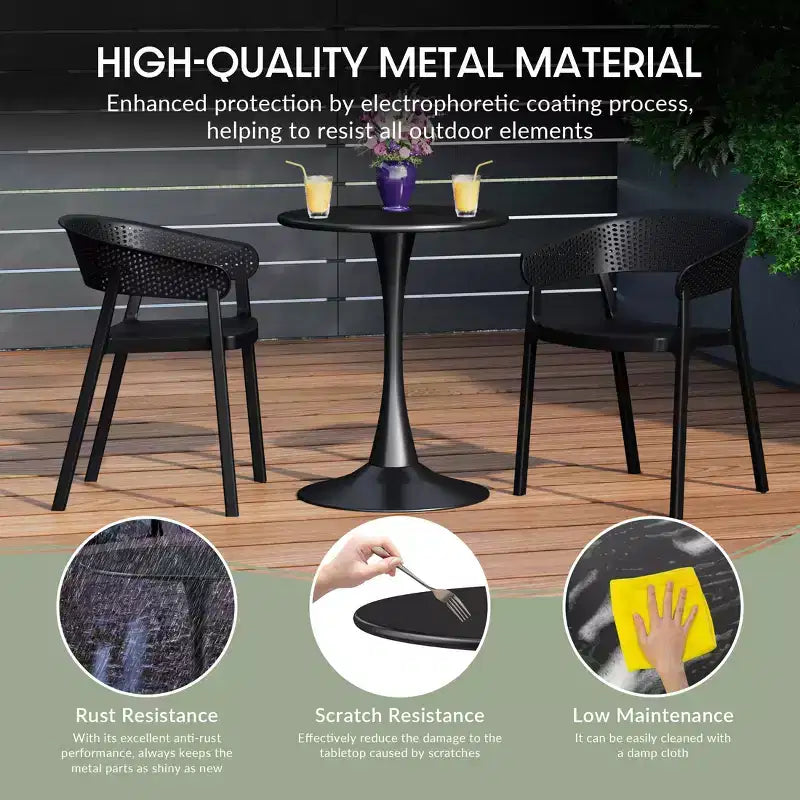 WestinTrends Playa 5-Piece Outdoor Metal Dining Table Set And Stackable Resin Patio Chairs