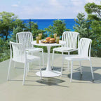 WestinTrends Playa 5-Piece Outdoor Metal Dining Table Set And Stackable Resin Patio Chairs