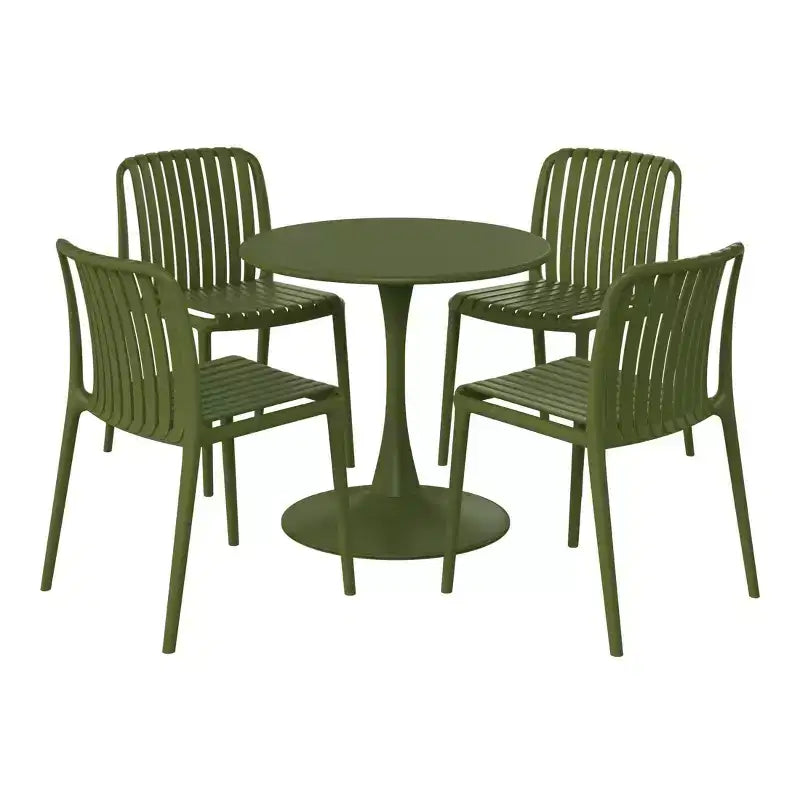 WestinTrends Playa 5-Piece Outdoor Metal Dining Table Set And Stackable Resin Patio Chairs
