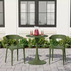 WestinTrends Playa 3-Piece Outdoor Metal Patio Dining Table Set With Stackable Modern Patio Side Chairs