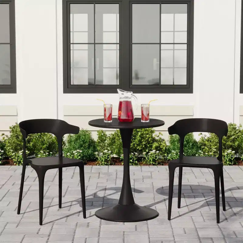 WestinTrends Playa 3-Piece Outdoor Metal Patio Dining Table Set With Stackable Modern Patio Side Chairs