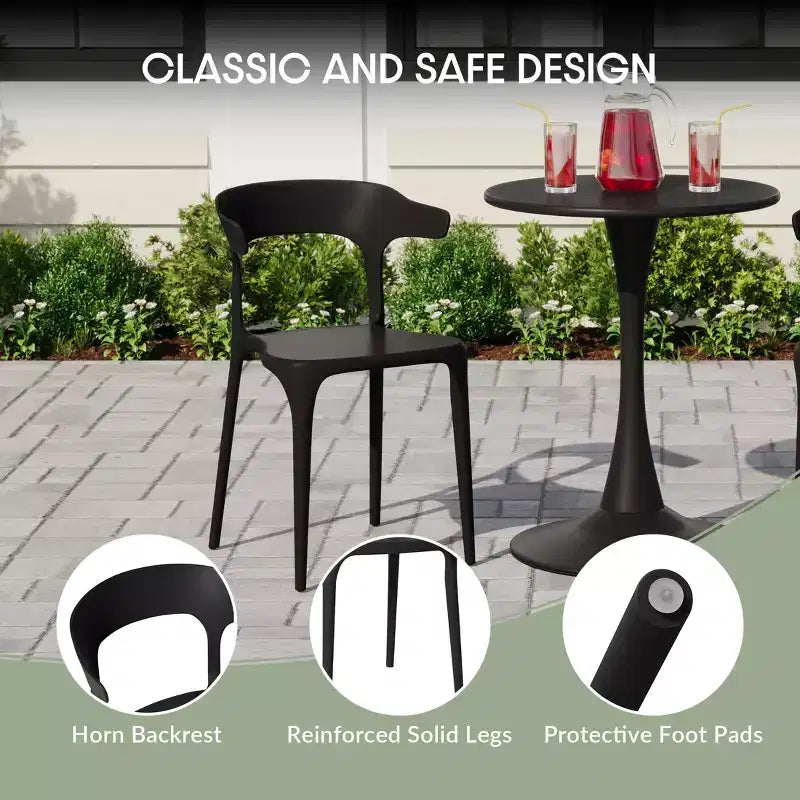 WestinTrends Playa 3-Piece Outdoor Metal Patio Dining Table Set With Stackable Modern Patio Side Chairs