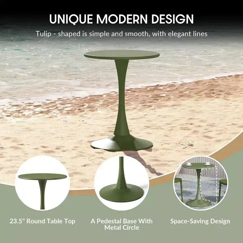 WestinTrends Playa 3-Piece Indoor Outdoor Metal Patio Dining Table Set With Stackable Patio Chairs