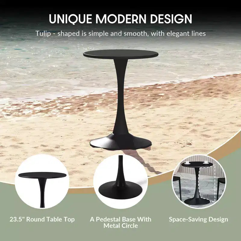 WestinTrends Playa 3-Piece Indoor Outdoor Metal Patio Dining Table Set With Stackable Patio Chairs