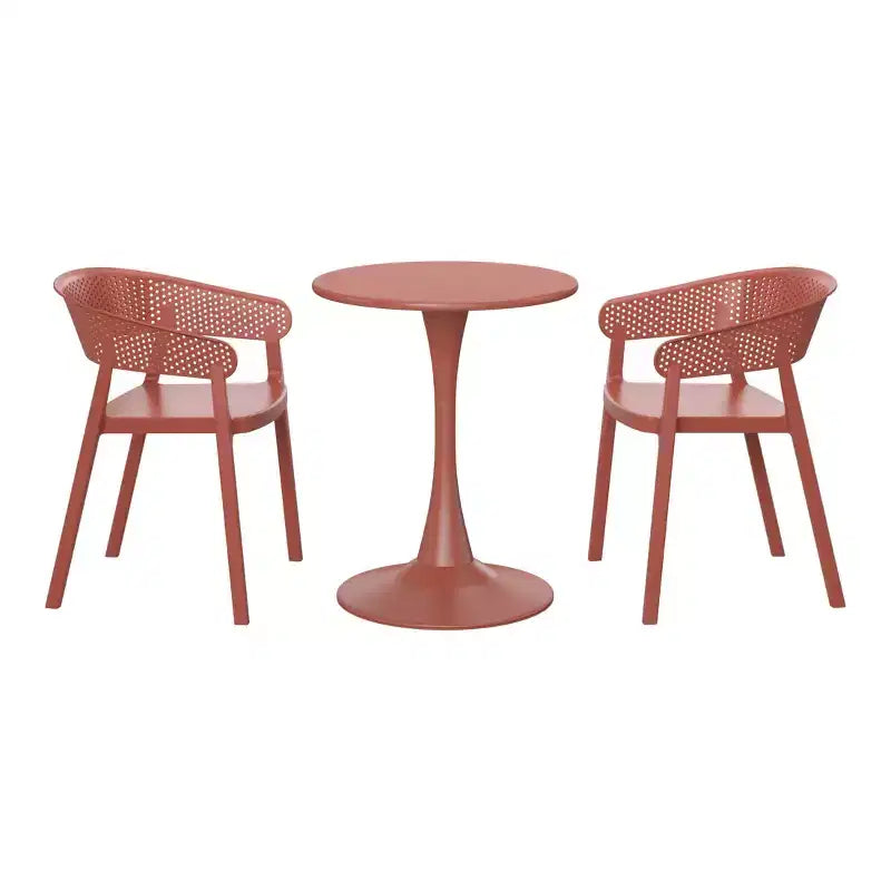 WestinTrends Playa 3-Piece Indoor Outdoor Metal Patio Dining Table Set With Stackable Patio Chairs
