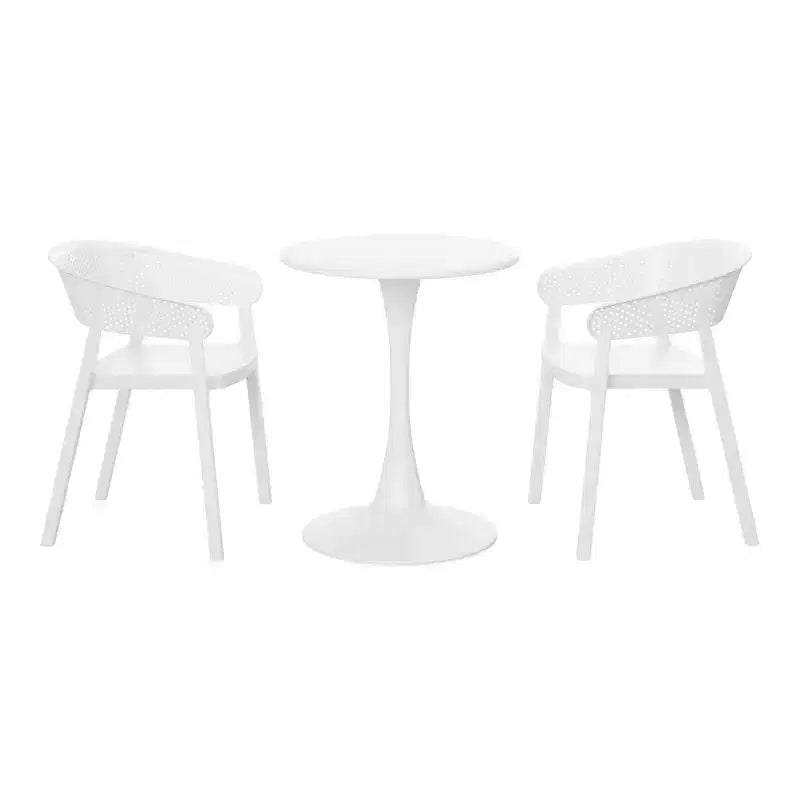 WestinTrends Playa 3-Piece Indoor Outdoor Metal Patio Dining Table Set With Stackable Patio Chairs