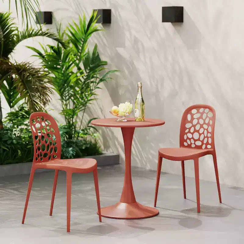 WestinTrends Playa 3-Piece Outdoor Indoor Metal Patio Dining Table Set With Stackable Polypropylene Patio Side Chairs