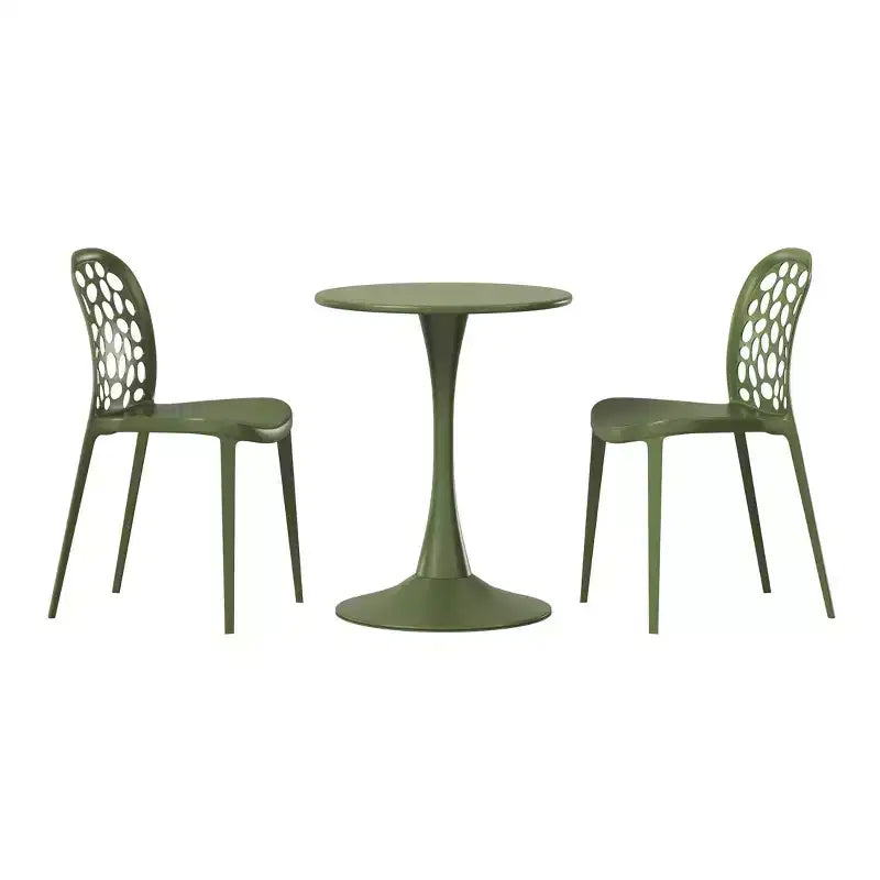 WestinTrends Playa 3-Piece Outdoor Indoor Metal Patio Dining Table Set With Stackable Polypropylene Patio Side Chairs