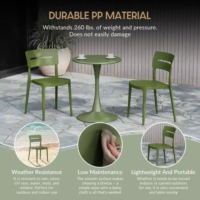 WestinTrends Playa 5-Piece Outdoor Indoor Round Metal Patio Dining Table Set With Stackable Patio Chairs