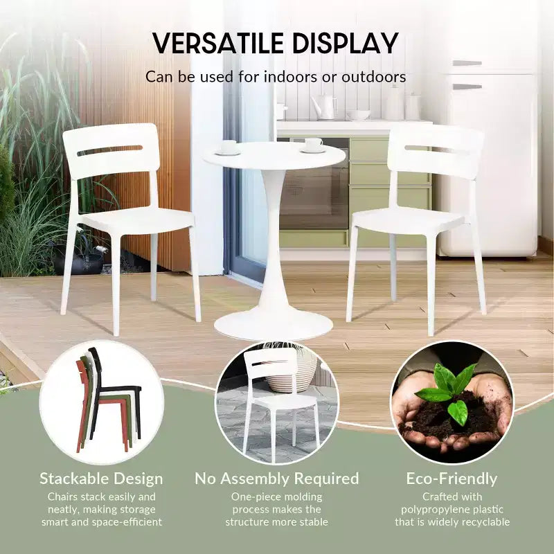 WestinTrends Playa 5-Piece Outdoor Indoor Round Metal Patio Dining Table Set With Stackable Patio Chairs