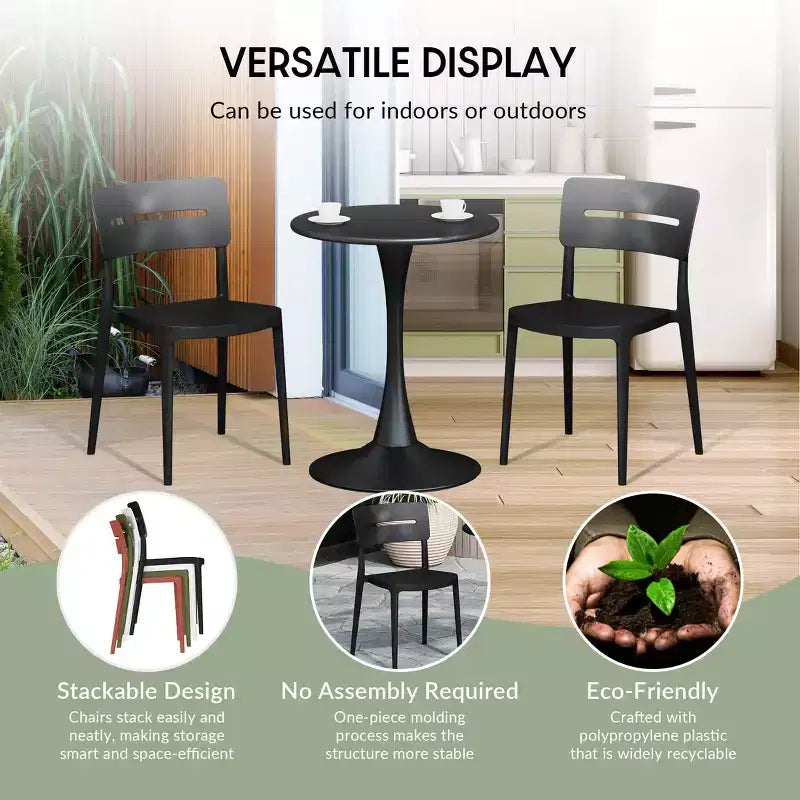 WestinTrends Playa 5-Piece Outdoor Indoor Round Metal Patio Dining Table Set With Stackable Patio Chairs
