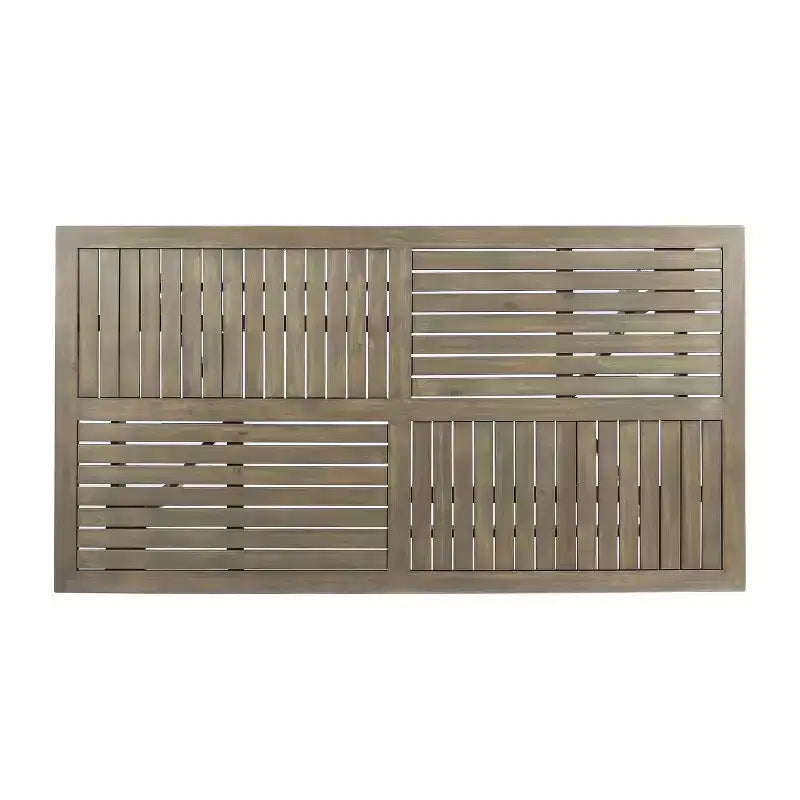 GDFStudio Outdoor Wicker and Acacia Wood and Wicker 7 Piece Dining Set