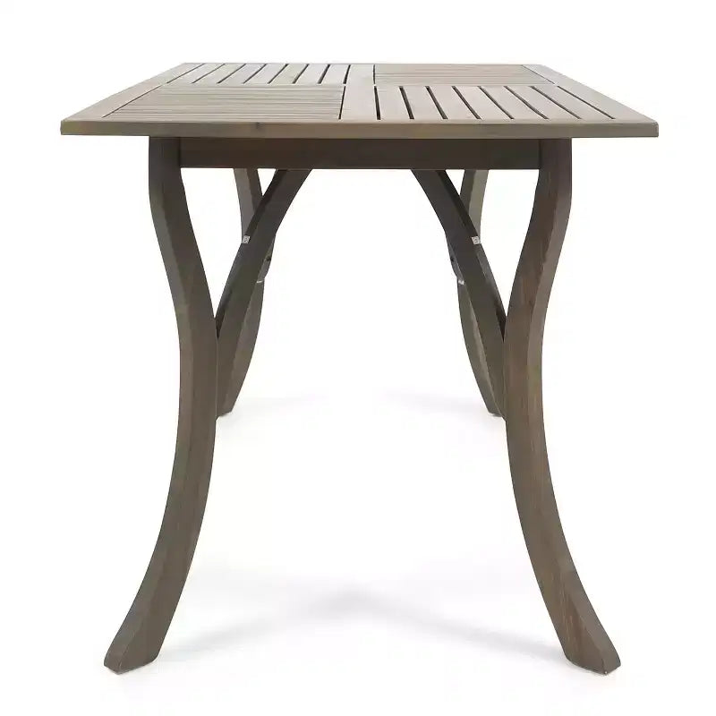 GDFStudio Outdoor Wicker and Acacia Wood and Wicker 7 Piece Dining Set