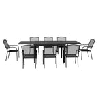 Ensemble de salle à manger d'extérieur Mondawe 9 pièces en aluminium extensible, avec table télescopique et chaises en maille