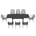 Ensemble de salle à manger d'extérieur Mondawe 9 pièces en aluminium extensible, avec table télescopique et chaises en maille