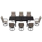 Mondawe 9-Piece Outdoor Dining Set,With 1 Piece Extendable Rectangle Table and 8 Piece 360 Degree Swivel Chair Patio Set