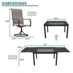 Mondawe 9-Piece Outdoor Dining Set,With 1 Piece Extendable Rectangle Table and 8 Piece 360 Degree Swivel Chair Patio Set