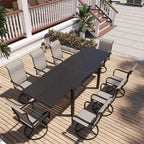 Mondawe 9-Piece Outdoor Dining Set,With 1 Piece Extendable Rectangle Table and 8 Piece 360 Degree Swivel Chair Patio Set
